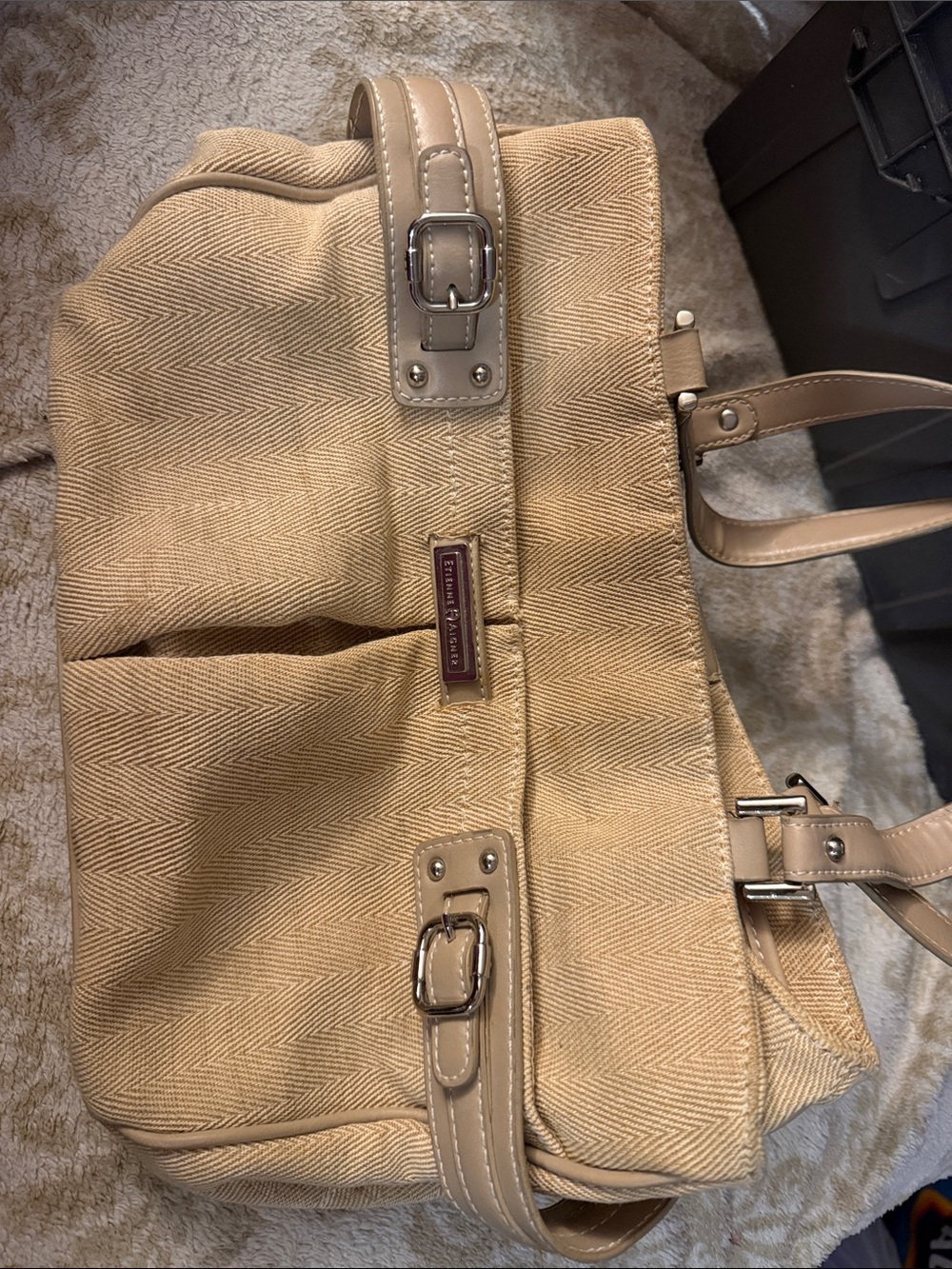 Vintage Etienne Aigner Woven Chevron Canvas Shoulder Bag
